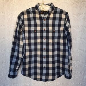 Abercrombie And Fitch Mens Plaid Winter Shirt Sz S Blue and white